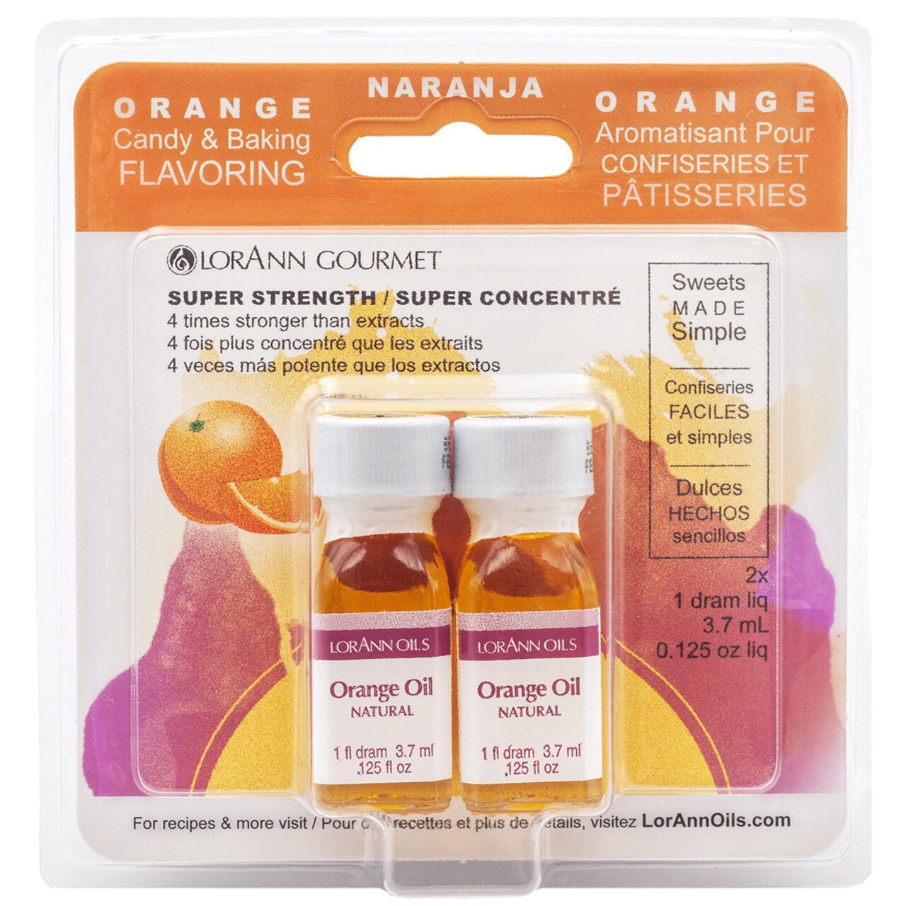 LorAnn Oils Orange Oil Super Strength Flavor, 1 Dram Twin Pack